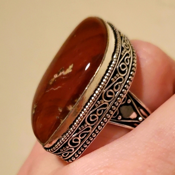 New Red Jasper 925 Silver Statement Ring. - Picture 6 of 12